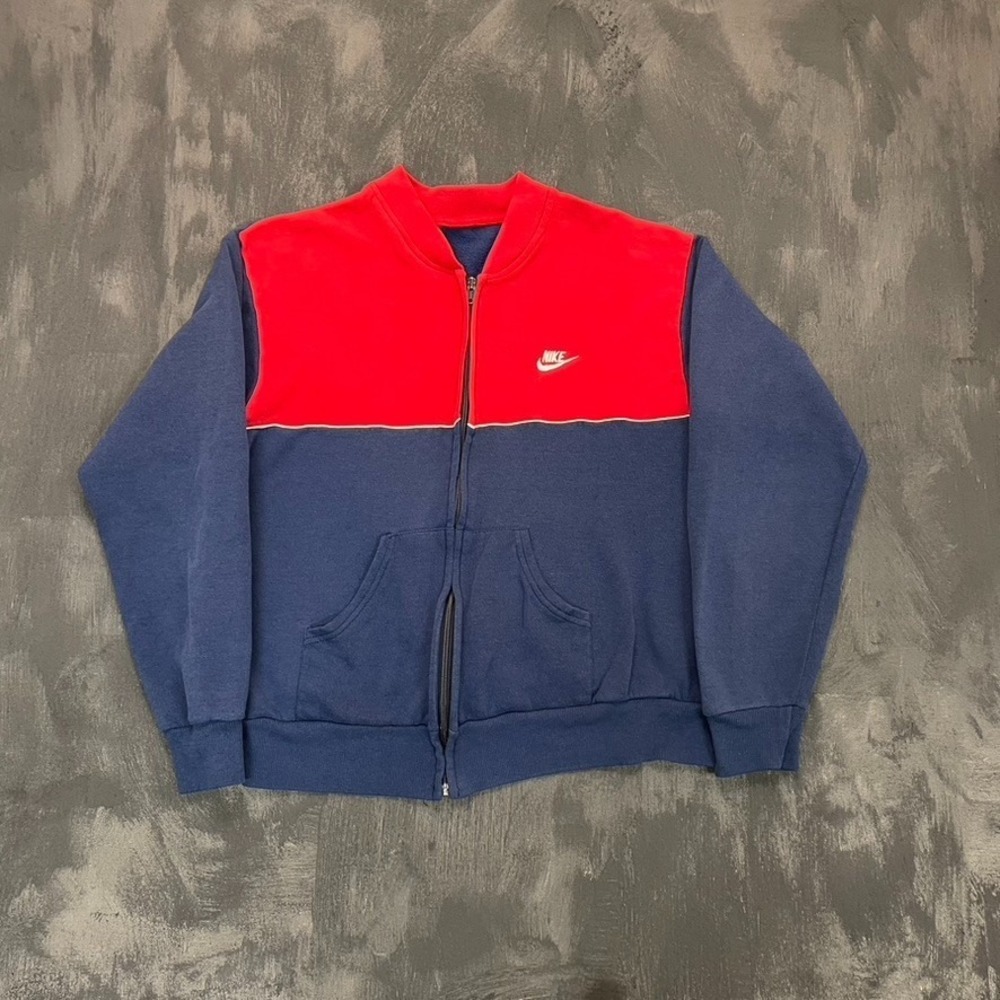 Vintage Nike Zip up Sweatshirt mens Large blue 1980s